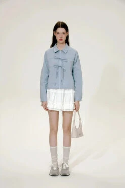 Bow Tie Detail Collared Cropped Shirt -Modern Wear Shop 3dffde763b7962f78306bbfa7ee155e4