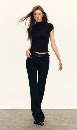 Mock Neck Short Sleeve Skinny Crop Top -Modern Wear Shop 3e0f50ba23d01575b9c1e9aae357dc78