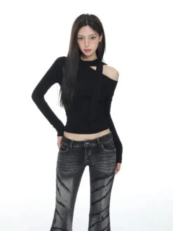 Asymmetric Cutout Cold Shoulder Long Sleeve Top 11 Asymmetric Cutout Cold Shoulder Long Sleeve Top -Modern Wear Shop 3ea6b9361d33c52dd6b19bf5db700a58