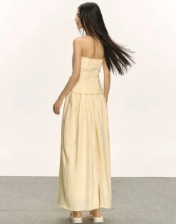 Linen Strapless Top And Elastic Waist Maxi Skirt Two-Piece Set -Modern Wear Shop 3ec53a2dafab89fbe13eaaab6f89c893