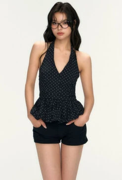 Polka Dot Halter Neck Peplum Top -Modern Wear Shop 3ed2554ac8ad5ab4f59514239c53b773