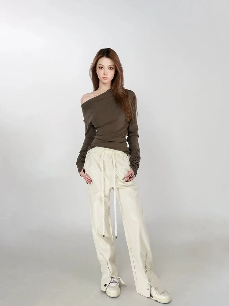 Asymmetrical Neckline Long Sleeve Top 17 Asymmetrical Neckline Long Sleeve Top - Image 17