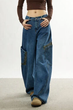 Low Waist Baggy Denim Jeans With Leopard Patchwork Details -Modern Wear Shop 3f710f0dae5c1000fcf92e76ee85127c