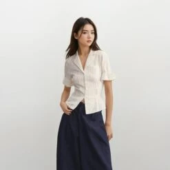 Striped Button-Up Short Sleeve Collared Shirt With Chest Pocket And Belt Loops -Modern Wear Shop 3f884aed421d43ca9a2f202ab46d6bb2 240b6395 1e00 4c7c b330 5f4247ad123a