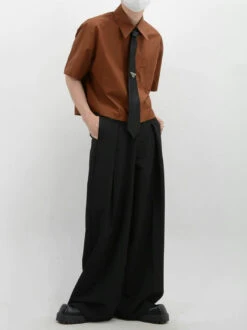 Oversized Short Sleeve Mid-Crop Shirt With Chest Pocket Detail -Modern Wear Shop 3fc74a0135fc16c43fb797de92ad6b8b