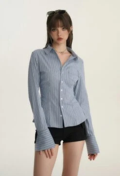 Button-Up Long Sleeve Blouse With Pocket -Modern Wear Shop 4005d521f73598da85fcb6a916be2e2f