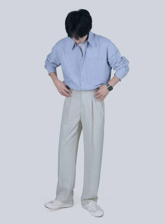 Wide-Striped Button-Down Long Sleeve Shirt 5 Wide-Striped Button-Down Long Sleeve Shirt - Image 5