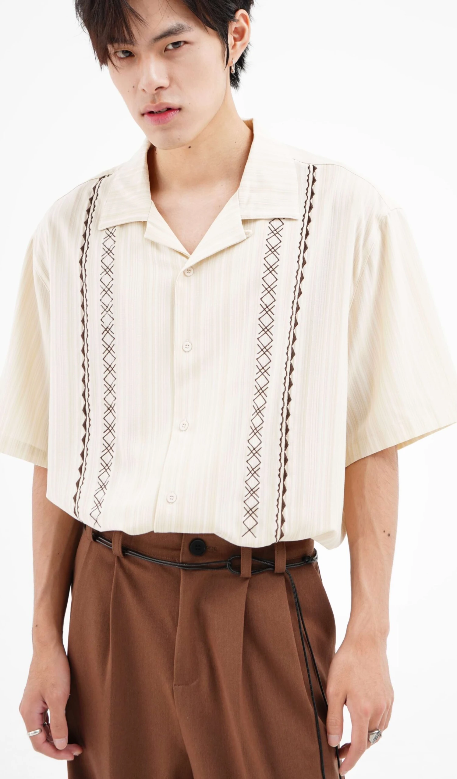 Stripe Aztec Pattern Button Shirt 4 Stripe Aztec Pattern Button Shirt - Image 4