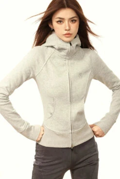 Skinny High Collar Hoodie Zip Jacket -Modern Wear Shop 404f346fc52f2468a71e3366d4151484