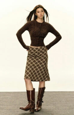 Skinny Cable Knit Button-Up Cardigan -Modern Wear Shop 404fe83ef64f433215272c36eb2dad8c