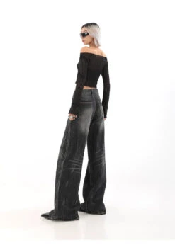 Wide-Leg Denim Vintage Wash Jeans -Modern Wear Shop 407e0d9f5d2329ce096afa2627ac0424