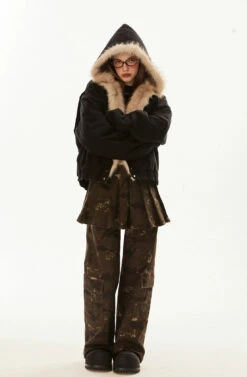 Faux Fur Lined Elastic Hem Hooded Jacket -Modern Wear Shop 4080b40b0de9730fa901ca9708cd406c