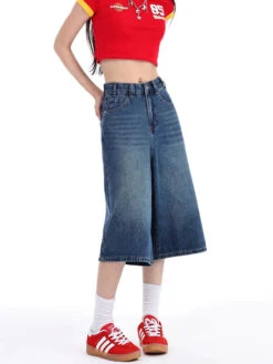 Denim Wide-Leg Culotte Capri Flare Shorts -Modern Wear Shop 40ab42198f4c2521dc7f52cfc1defefb