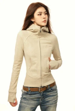 Skinny High Collar Hoodie Zip Jacket -Modern Wear Shop 40ab806d9333abd32c6a9d9738659147