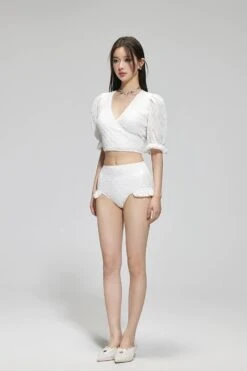 Textured Puff Sleeve Crop Top Bikini With Skirted Bottoms -Modern Wear Shop 40ce597dfac33f9fde6517ffcfba3934