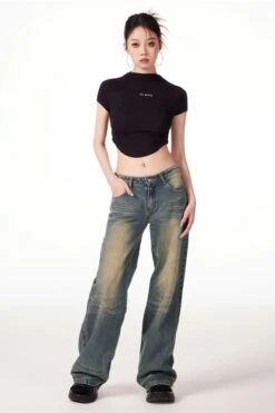 Sandblast Straight Fit Jeans -Modern Wear Shop 40dcca1c63085e47f6acb4ae32c531b9