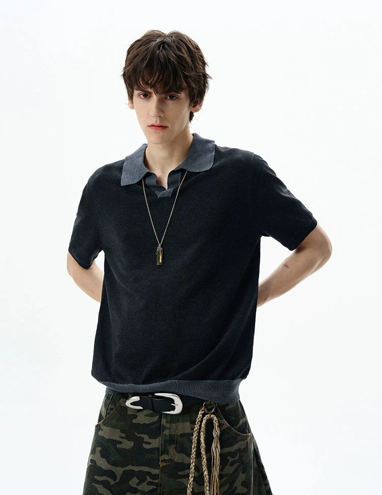 Contrast Trim Short Sleeve Knit Polo Shirt 3 Contrast Trim Short Sleeve Knit Polo Shirt - Image 3
