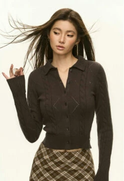 Ribbed Trim Cable Knit Skinny Cardigan 27 Ribbed Trim Cable Knit Skinny Cardigan -Modern Wear Shop 41d1cdae8c5781c3de540d5caed9b385