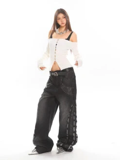 Off-Shoulder Ribbed Crop Top With Pearl Button Detail -Modern Wear Shop 41d68786e125c1d1656b16feda56d310