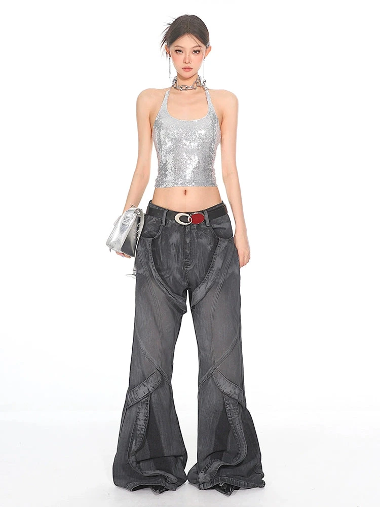 Sequin Halter Low-Cut Crop Top 5 Sequin Halter Low-Cut Crop Top - Image 5