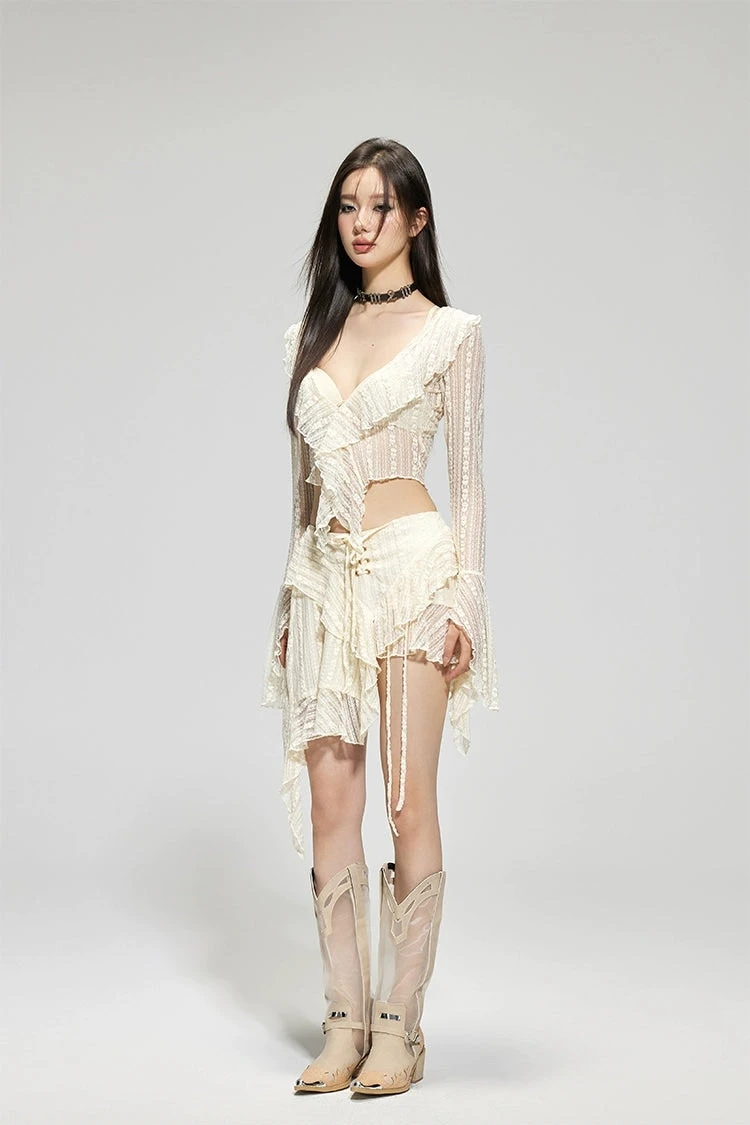 Bohemian Ruffle Swimsuit Cover-Up Skirt Set 10 Bohemian Ruffle Swimsuit Cover-Up Skirt Set - Image 10