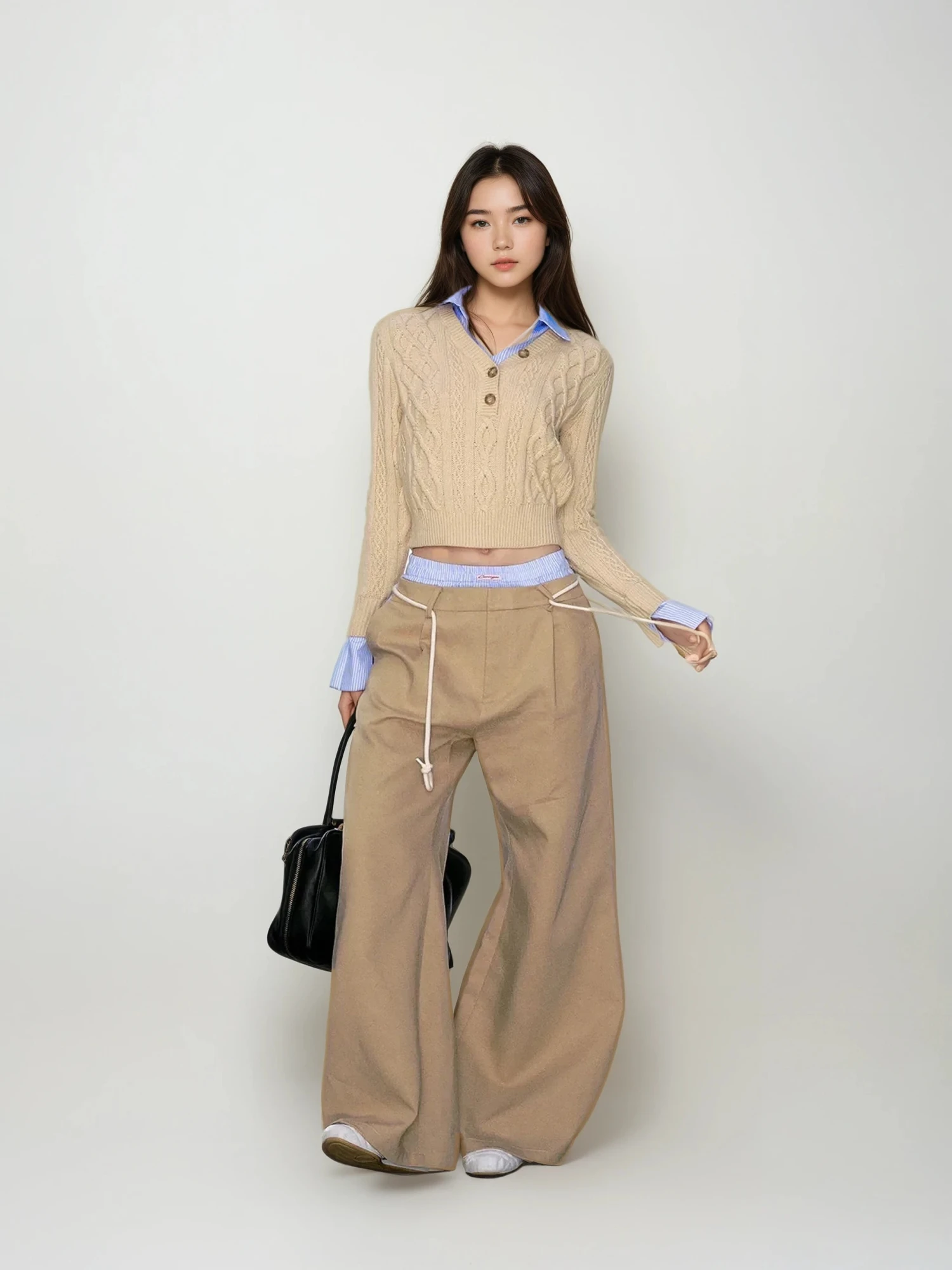 Mock Shirt-Collar Cable Knit Half Button Sweater 4 Mock Shirt-Collar Cable Knit Half Button Sweater - Image 4