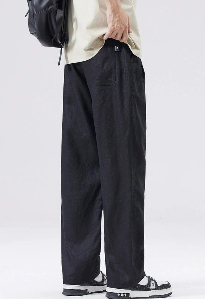 Straight Fit Elastic Waist Linen Trousers 6 Straight Fit Elastic Waist Linen Trousers - Image 6