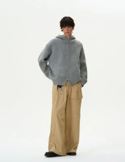Funnel-Neck Hooded Knit Double-Zip Jacket -Modern Wear Shop 42d0eb907ee4e5237508f234eaf1ff06