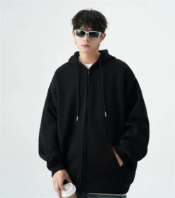 Oversized Zip-Up Sweatshirt Hoodie With Drop Shoulders -Modern Wear Shop 42d32ae55ac085d33889dee2ff2bde56