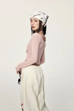 Long Sleeve Crop Top With Lace-Up Detail 25 Long Sleeve Crop Top With Lace-Up Detail -Modern Wear Shop 43360370cdfcfe51384e5f88bfc70523