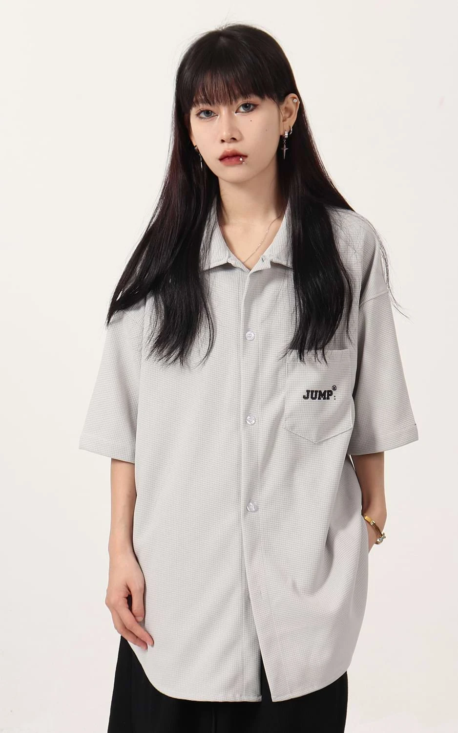 Waffle Texture Oversized Button Shirt 11 Waffle Texture Oversized Button Shirt - Image 11