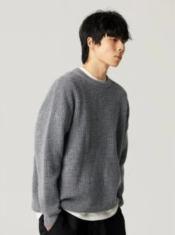 Oversized Crewneck Waffle-Weave Knit Sweater -Modern Wear Shop 43ff4eb7a097490ea90f4f4d42f07366