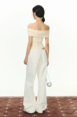 Off Shoulder Crop Top With Layered Detail And Pearl Accent 10 Off Shoulder Crop Top With Layered Detail And Pearl Accent -Modern Wear Shop 440407757e30033da073a7842745660a