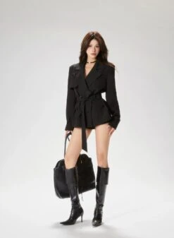 Double Breasted Belted Trench Short Coat -Modern Wear Shop 440f417a737602bec1203ffeca79cf56