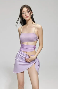 Faux Pearl Strap Shimmer Bandeau Bikini With Side Tie -Modern Wear Shop 4436a6c81154dd7285d3611baa9f3041