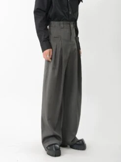 Wide-Leg Pleated Trousers With Fine Line Pocket Detail -Modern Wear Shop 444410c72168ef0d4b0c664057a51473