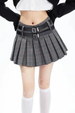 Plaid Pleated Double-Belted Mini Skirt 29 Plaid Pleated Double-Belted Mini Skirt -Modern Wear Shop 444e20d26be7636b98e7e5c8aa9e5cf6