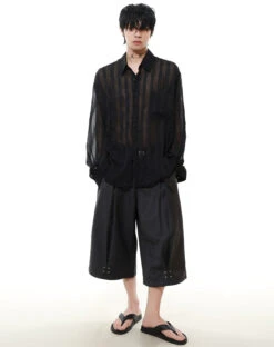 Sheer Striped Button-Up Long Sleeve Shirt With Chest Pocket 15 Sheer Striped Button-Up Long Sleeve Shirt With Chest Pocket -Modern Wear Shop 448cea89deb3b85a0c0d4fbd2814a7e0