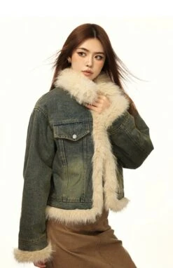 Vintage Washed Faux Fur Trim Denim Jacket -Modern Wear Shop 44aa157c77f0d54af579ac45bb665b43
