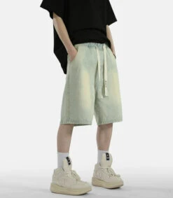 Zipper Detail Knee-Length Faded Denim Shorts -Modern Wear Shop 44ef030cfff31d4053def99a6a79c640