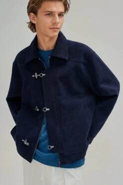 Fireman Clasp-Buckle Corduroy Collared Jacket -Modern Wear Shop 45127243600d3beb48342215d8c276d5