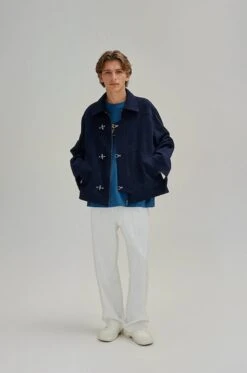 Fireman Clasp-Buckle Corduroy Collared Jacket -Modern Wear Shop 451381444773195e3b2fdba58eb2ddf5