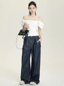 Ruched Side Off Shoulder Puff-Sleeve Top -Modern Wear Shop 454918b866fd30f247a2f9033b26e49a