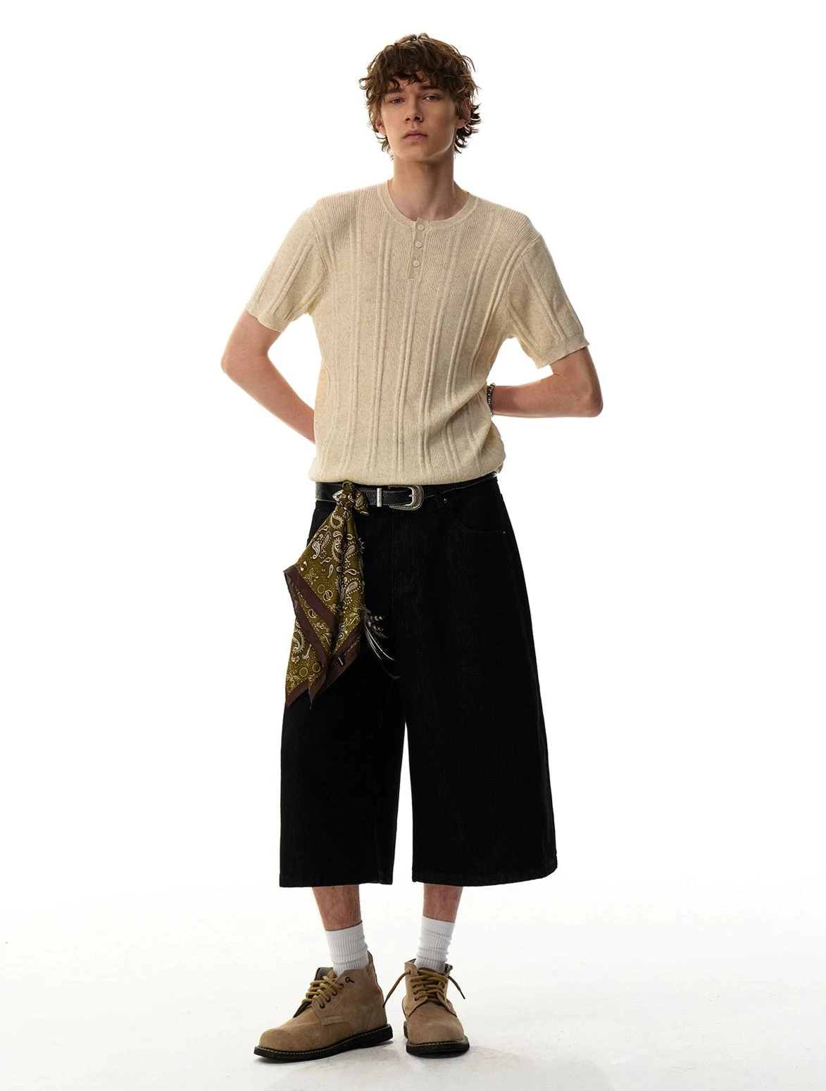 Ribbed Knit Half Button Short Sleeve Shirt 5 Ribbed Knit Half Button Short Sleeve Shirt - Image 5