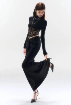 Slim Ruched Serpentina Maxi Skirt -Modern Wear Shop 45ae30b198345083013eb9862c476079