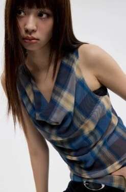 Plaid Cowl Neck Sleeveless Top -Modern Wear Shop 462339e0206912b02b9c08fce181b038 1