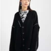 Contrast Stitch Oversized Cardigan
