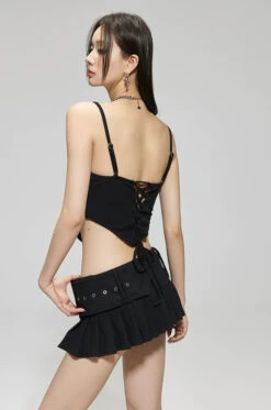 Textured Bustier Bikini Top With Belted Skirtini Set -Modern Wear Shop 46499ad77e3df08912152b6fa3b0f335