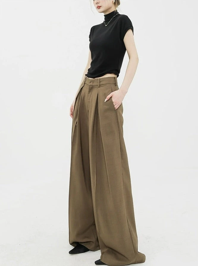 Wide Leg Criss-Cross Pleated Palazzo Trousers 2 Wide Leg Criss-Cross Pleated Palazzo Trousers - Image 2