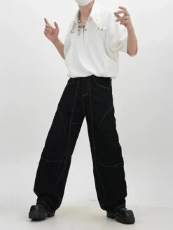 Contrast Stitch Wide-Leg Denim Jeans -Modern Wear Shop 46bfb27df5e09c6d1685bcf4eca528da